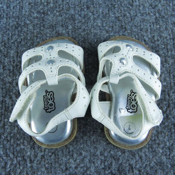 Teeny Toes Girls Gladiator Size T 1 Medium Shoes White Synthetic Hook & Loop - Picture 5 of 6